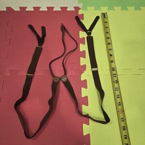 Vintage Hickok USA Men's Suspenders Brown Elastic Leather Ends Hunting Dog...